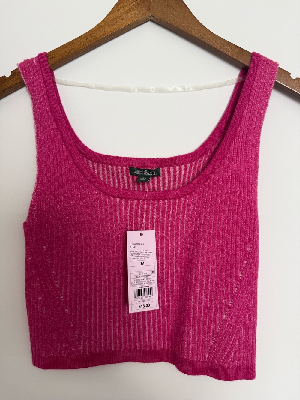 wild fable Hot Pink Ribbed Cropped Tank